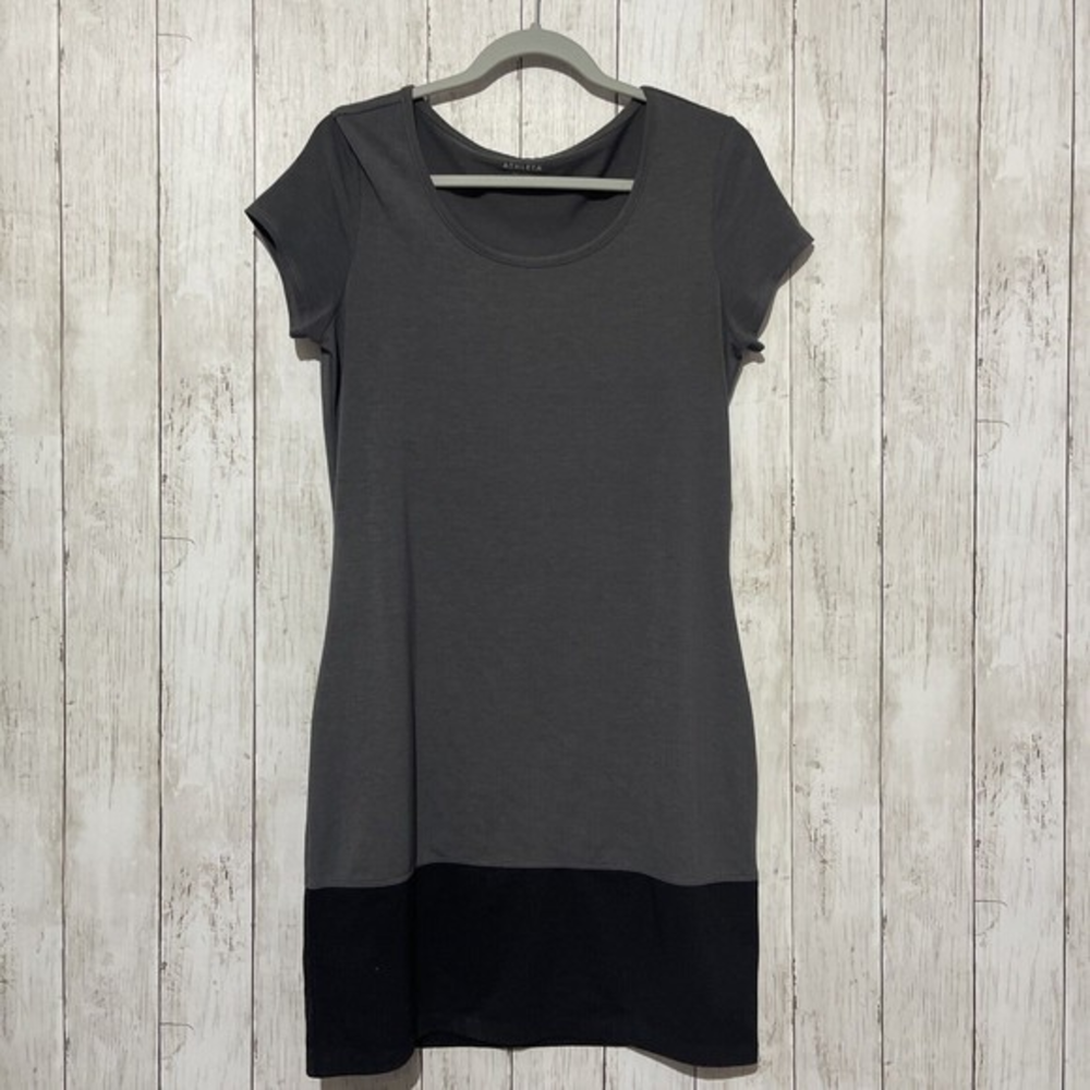 Athleta Womens Gray Black Colorblock Short Sleeve T‎ Shirt Dress Size S